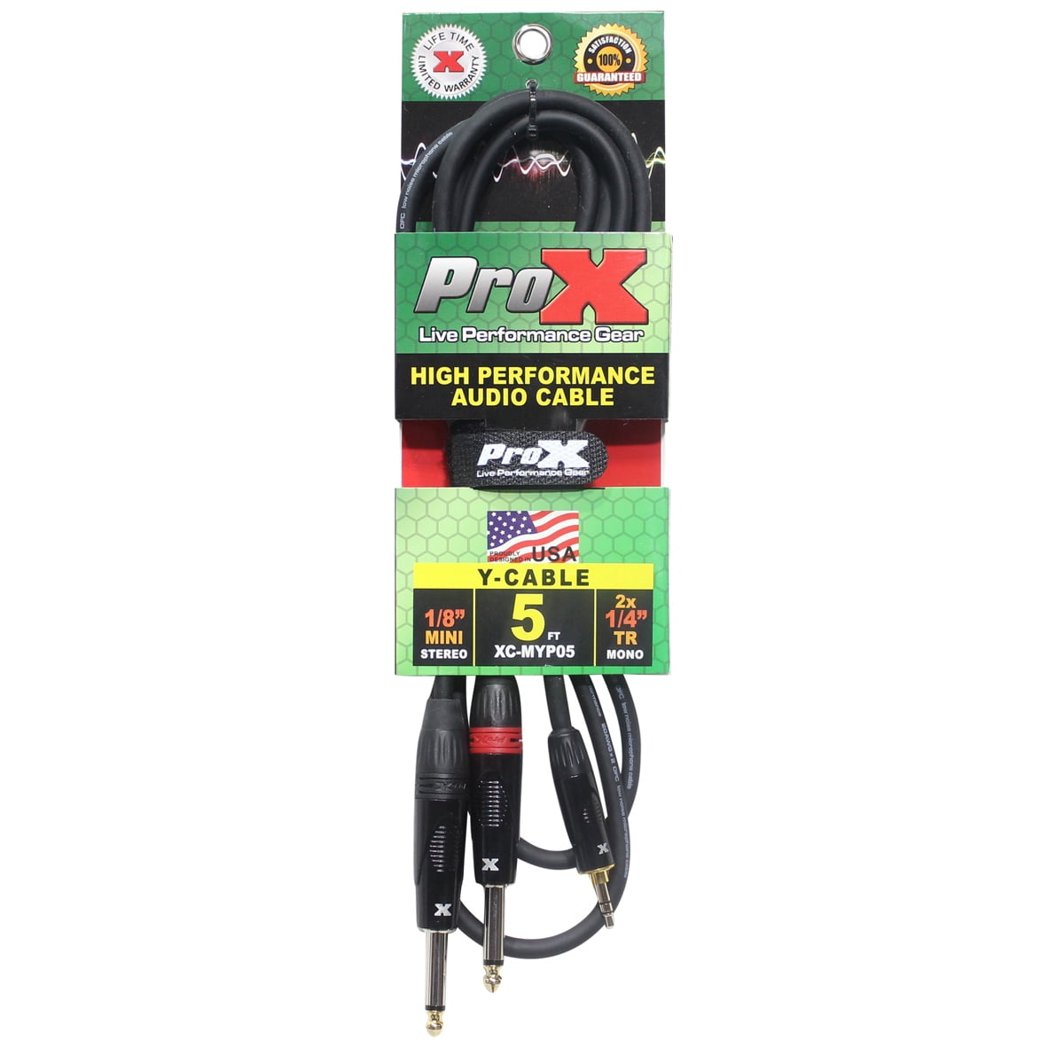 ProX XC-MYP05 5' 1/8" (3.5mm) Mini-TRS to Dual TS-M Unbalanced High Performance Audio Y Cable