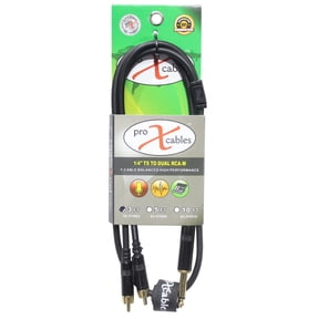 ProX XC-PYR03 3' 1/4" TS-M to Dual RCA-M Unbalanced High Performance Audio Y Cable