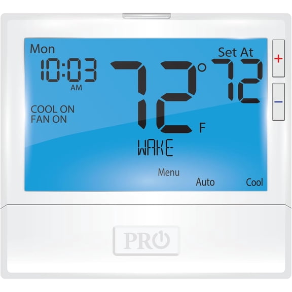 PRO1 T805 Single Stage Programmable Wall Thermostat for 1 Heat/1 Cool Conventional Systems, Conventional Digital Thermostat for Home