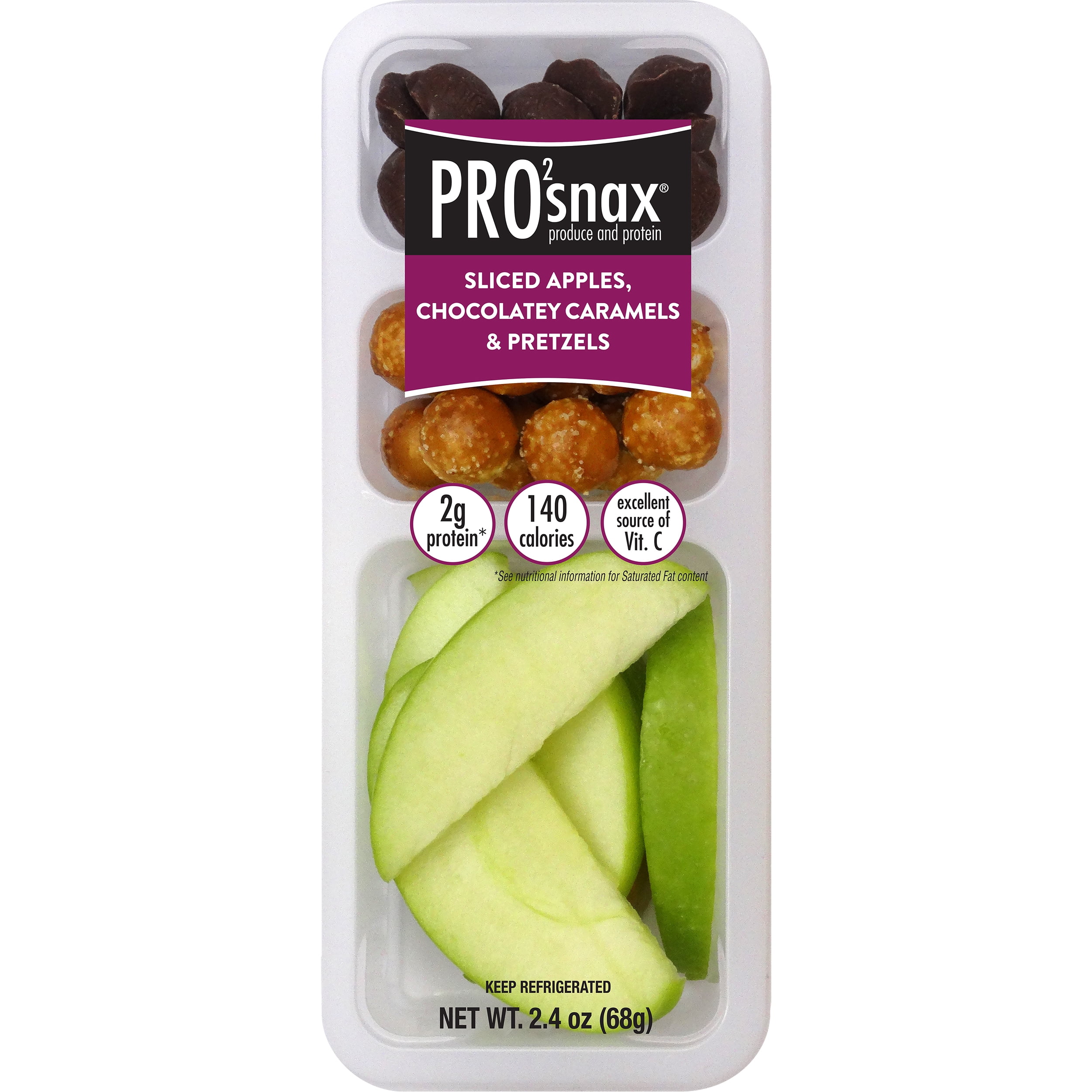 PRO2snax Sliced Apples Chocolate Caramels, & Pretzels, 2.4