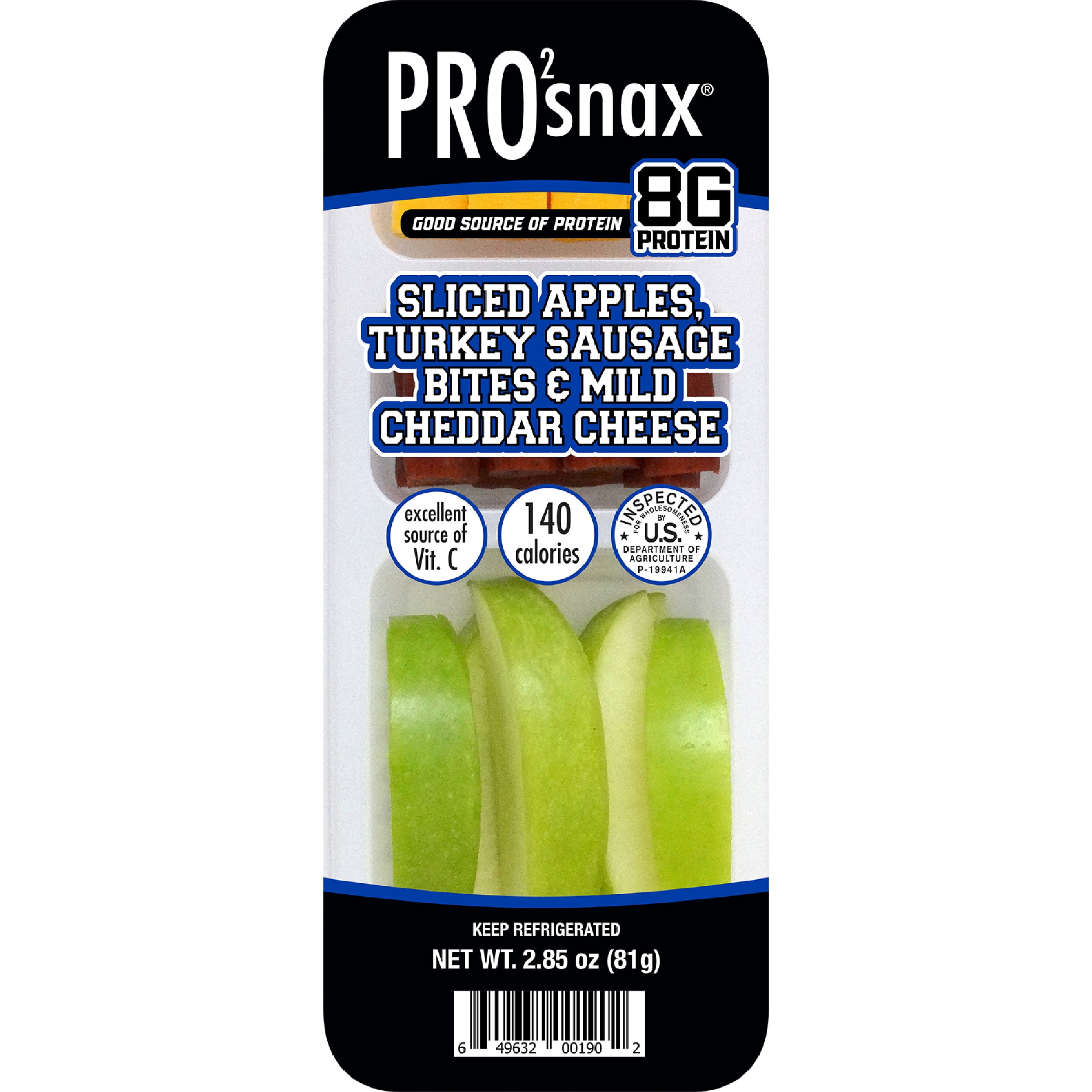 PRO2snax Sliced Apples, Turkey Sausage Bites & Mild Cheddar Cheese, 2.85 oz