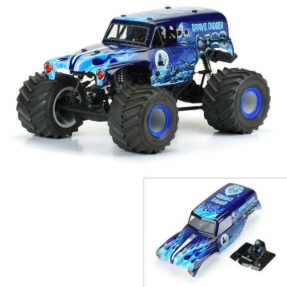 Pro-Line Racing 1/10 Grave Digger Ice Blue Painted Body Set LMT PRO359313 Car/Truck Bodies wings & Decals