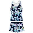 thumbnail image 1 of PROALLO Girls Bathing Suits Two-Piece Swimsuit with Boyshorts Vest-Style Tankini(12-13T Color Flower), 1 of 5