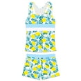 thumbnail image 1 of PROALLO Girls Bathing Suits Two-Piece Swimsuit with Boyshorts Vest-Style Tankini(12-13T Lemon), 1 of 1