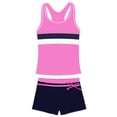 thumbnail image 1 of PROALLO Girls Bathing Suits Two-Piece Swimsuit with Boyshorts Vest-Style Tankini(12-13T Pink), 1 of 5