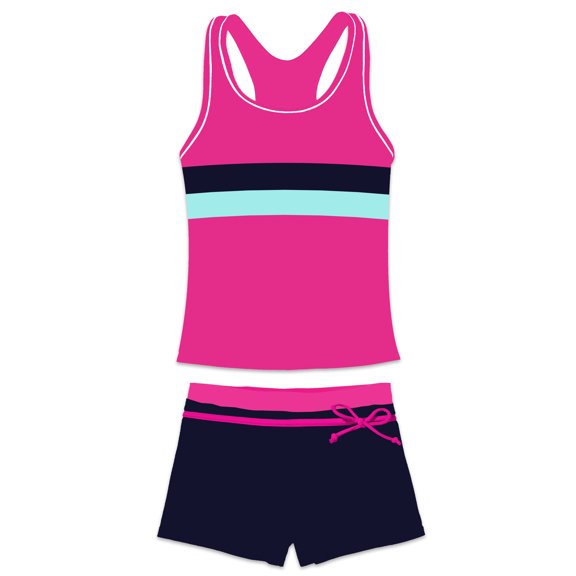 PROALLO Girls Bathing Suits Two-Piece Swimsuit with Boyshorts Vest-Style Tankini(12-13T Yellow)