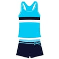 thumbnail image 1 of PROALLO Girls Bathing Suits Two-Piece Swimsuit with Boyshorts Vest-Style Tankini(14-15T Blue), 1 of 5