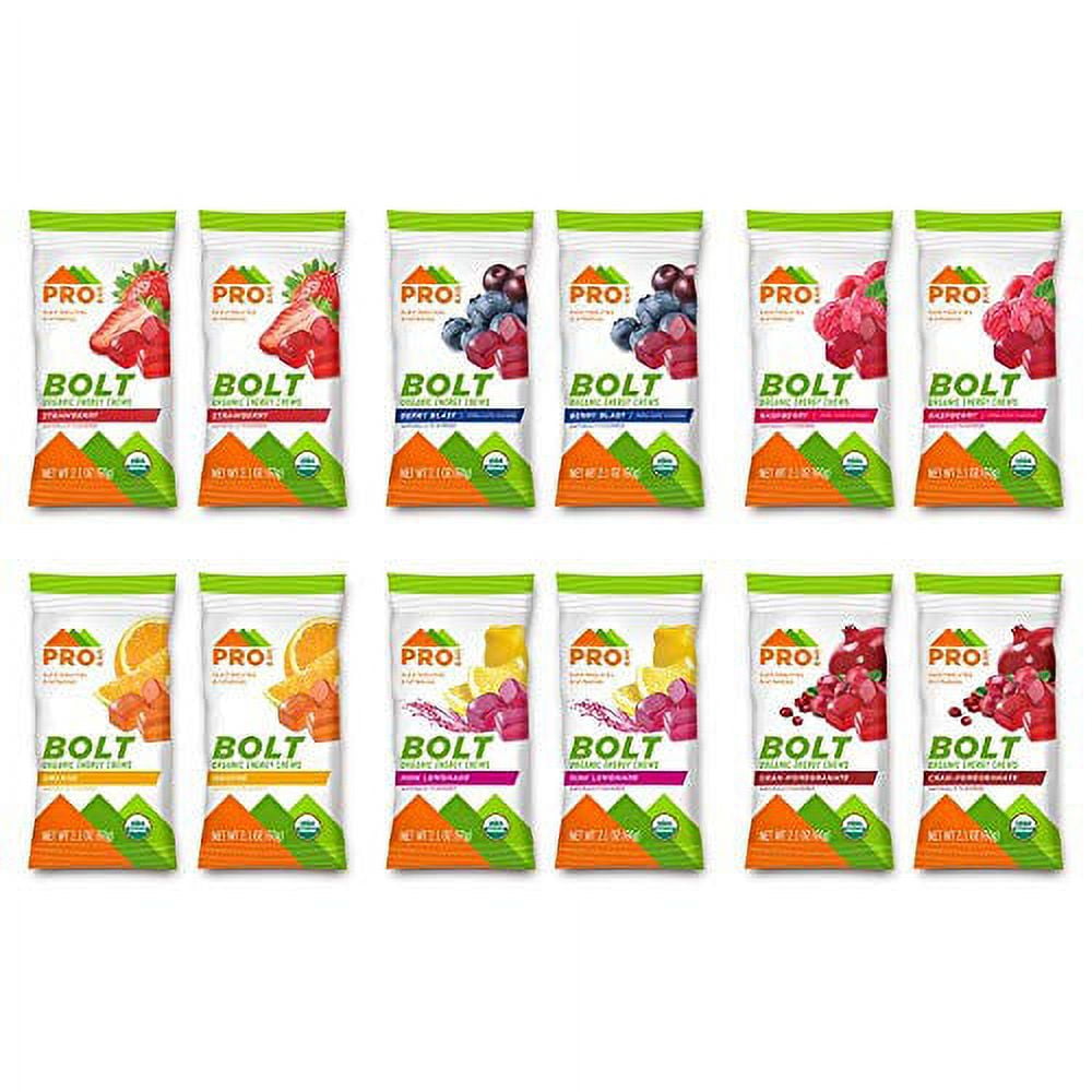 PROBAR Bolt Organic Energy Chews, Variety Pack, Strawberry, Berry