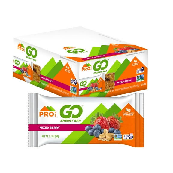 PROBAR - GO Energy Bars - Mixed Berry - Gluten-Free, Non-GMO, Whole Food Ingredient Snack Bars - 12 Pack
