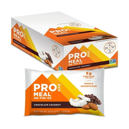 PROBAR - MEAL Bar, Chocolate Coconut - Natural Energy, Non-GMO, Gluten-Free, Plant-Based Protein, 12 Count