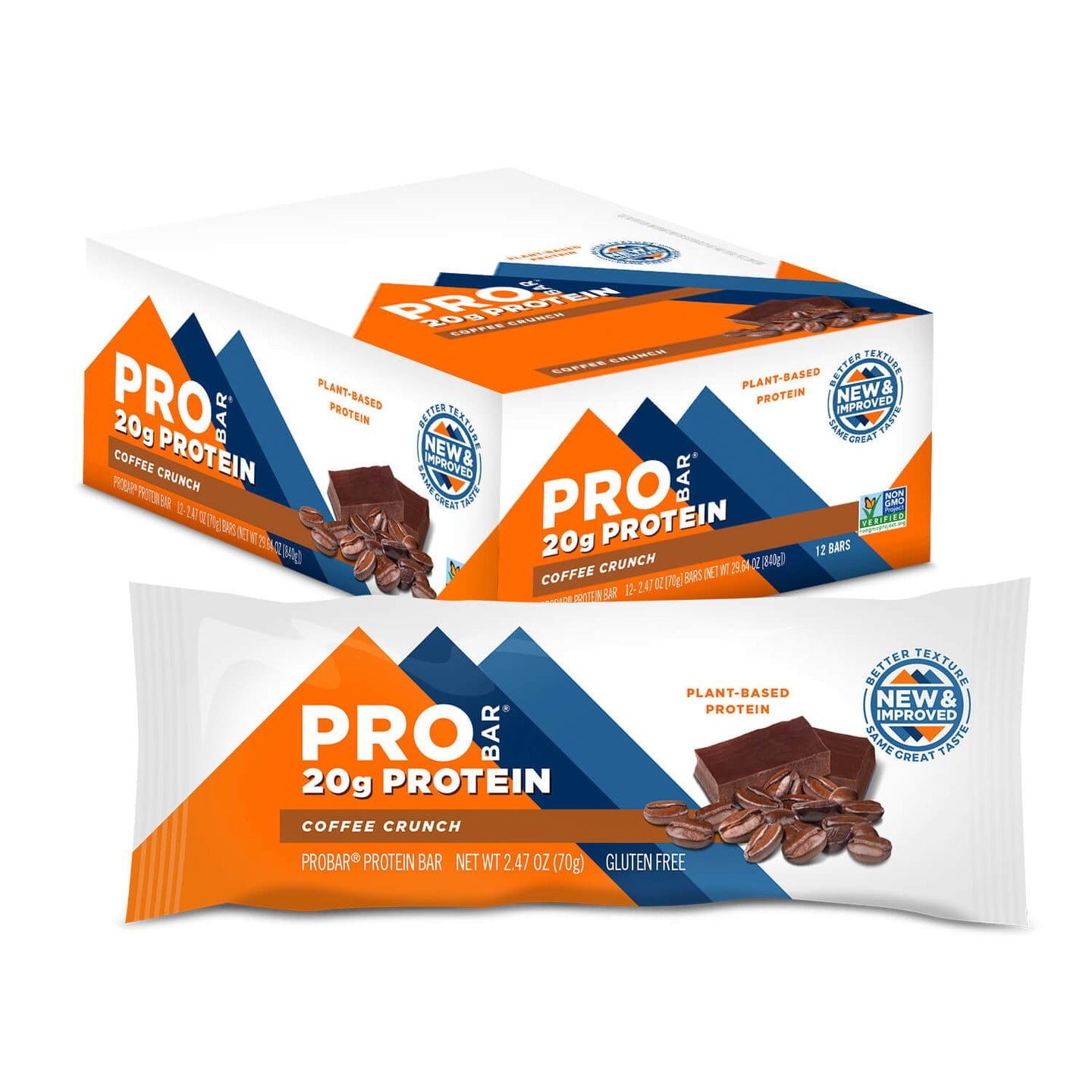 PROBAR - PROTEIN Bar, Coffee Crunch, 20g Plant-Based Protein, 12 Count