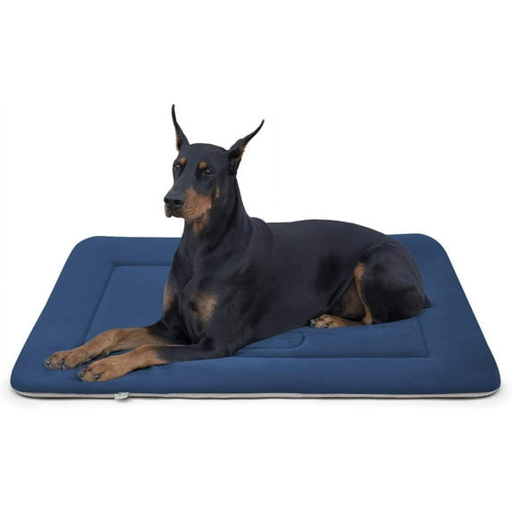 PROCIPE Large Dog Bed Washable Crate Mat Soft Fleece Pet Bed 47"x 32" Blue