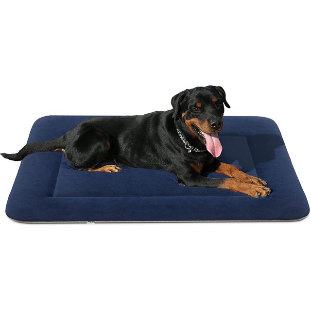 PROCIPE Large Soft Pet Bed, 42inch, Washable Blue Kennel Pad, Foldable