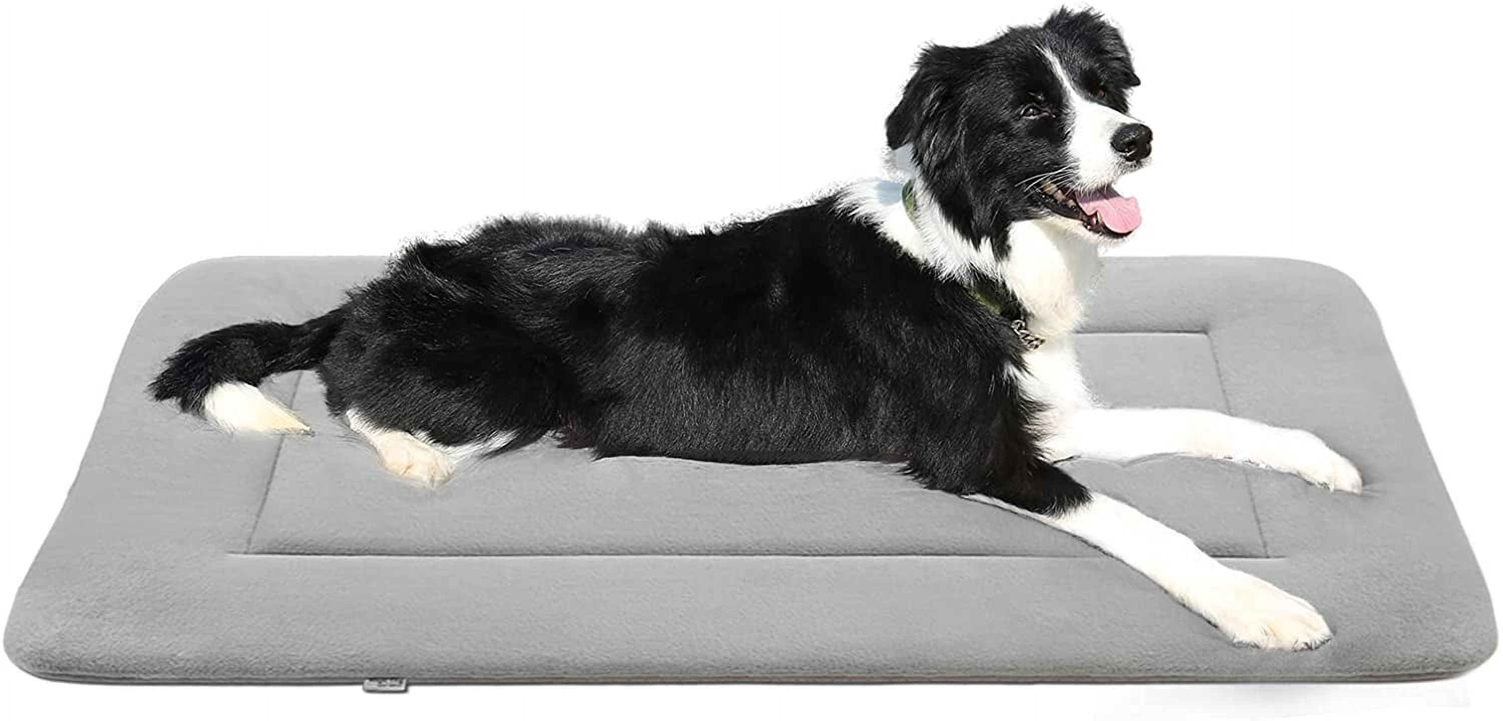 QIAOQI Dog Bed Crate Mat Grey Kennel Pad Washable Orthopedic Pillow