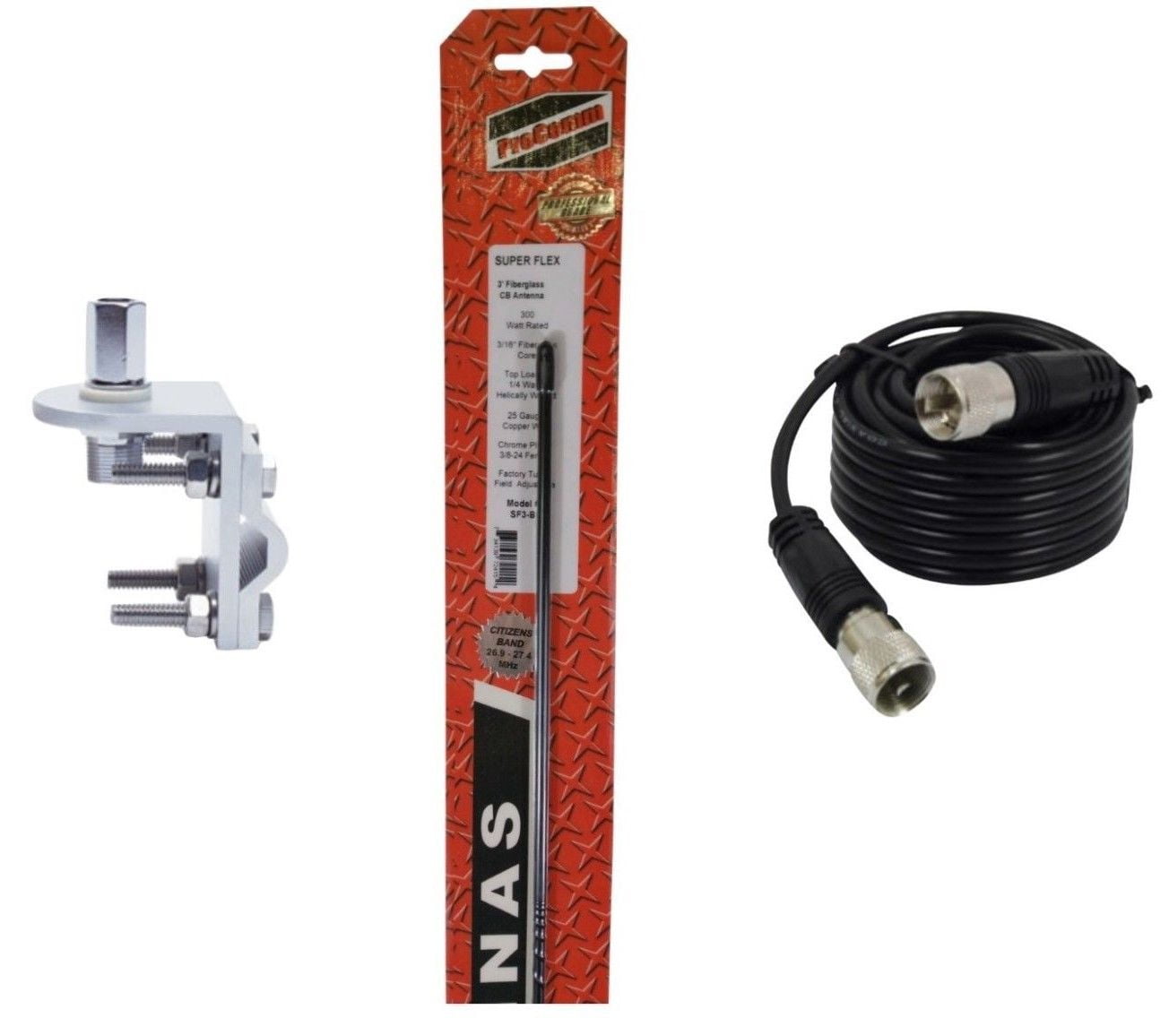 CB,HAM RADIO ANTENNA RG58 CAVO COASSIALE 9FT, SUPPORTO SPECCHIO