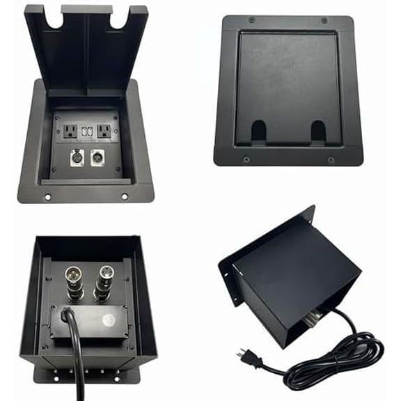 PROCRAFT Mini 2 Hole LID Feed-Thru RECESSED Stage Pocket/Floor Box w/ 1 Wired AC 1 XLR Female 1 XLR Male Made in USA$$Musical Instruments
