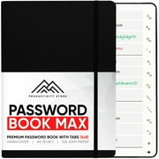 PRODUCTIVITY STORE Best Password Book With Alphabetical Tabs | Password Book, Organizer & Notebook | Password Keeper To Keep Website Logins & Passwords Safe | Black | Medium 5x8
