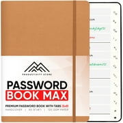 PRODUCTIVITY STORE Best Password Book With Alphabetical Tabs | Password Book, Organizer & Notebook | Password Keeper To Keep Website Logins & Passwords Safe | Leather| Medium 5x8
