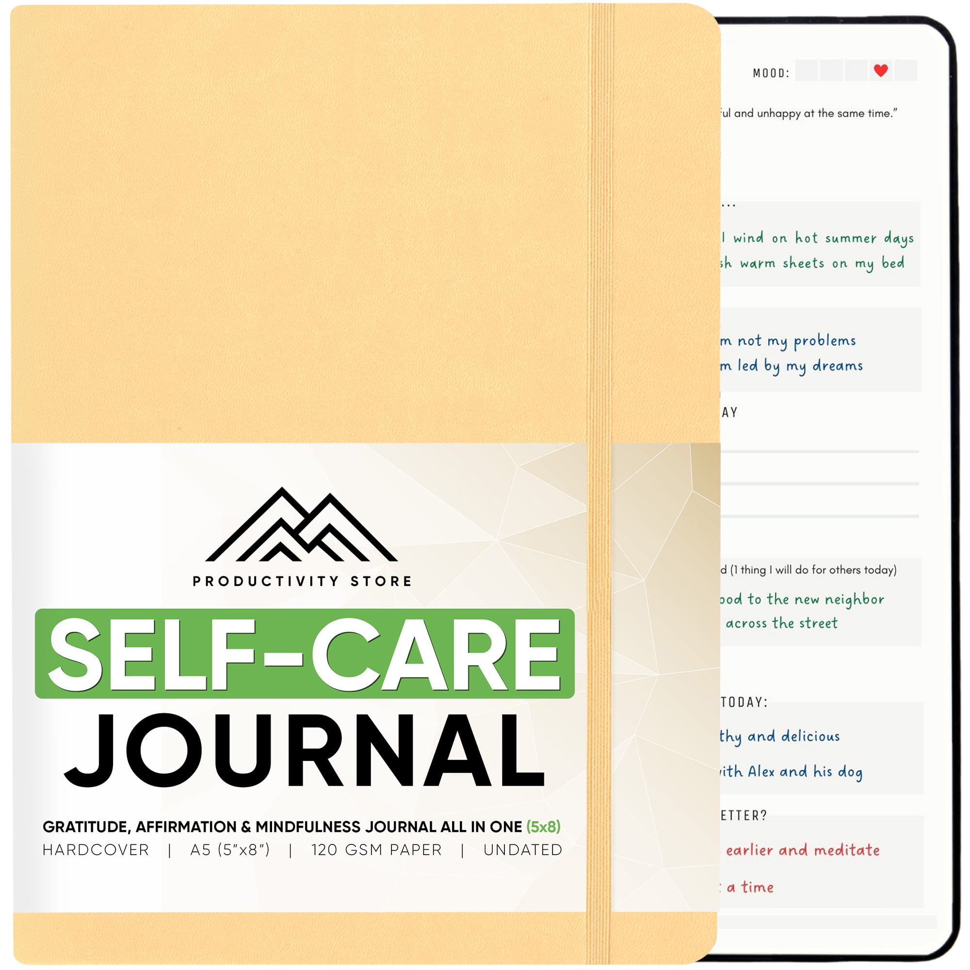 PRODUCTIVITY STORE Gratitude Journal & Self Care Journal - Guided Journal, Mindfulness Journal & Mental Health Journal All-In-One - Premium Daily Journal For Women & Men - A5 5.8" x 8.3" - Cream