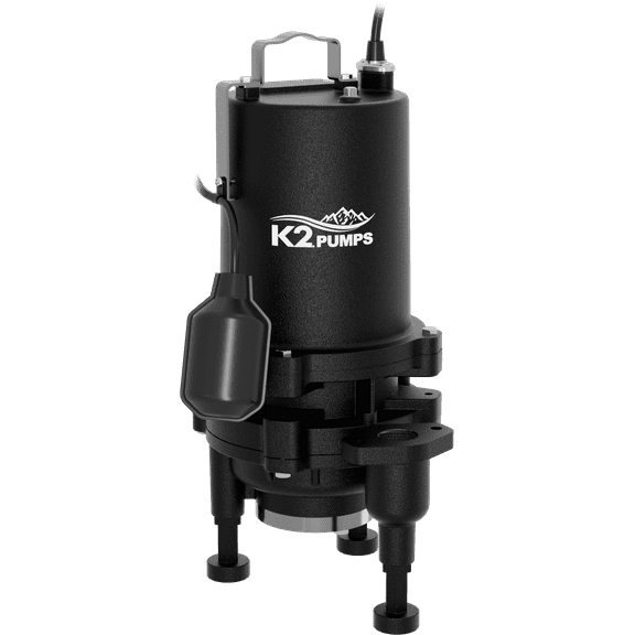 PROFESSIONAL GRADE 2 HP Cast Iron Submersible Grinder/Sewage Pump, 230V, Piggyback Tether Switch