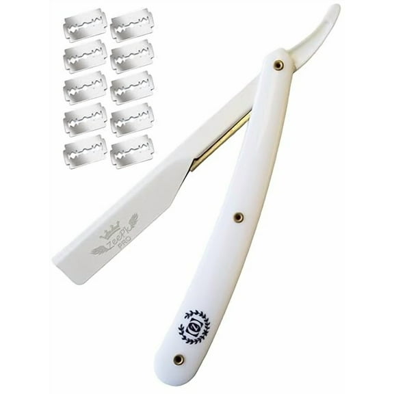 PROFESSIONAL STRAIGHT BARBER RAZOR CLEAN SHAVE + FREE BLADES STRAIGHT EDGE BLADE AFEITADO RAPADA USA SALON SHAVING CLASSIC STAINLESS STEEL (Red Razor Holder)