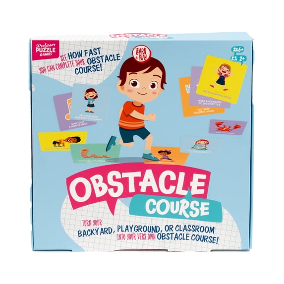 Professor Puzzle Obstacle Course Tiles, Indoor and Outdoor Active Obstacle Cards. for Kids, Motor Skills Game, Ages 6+