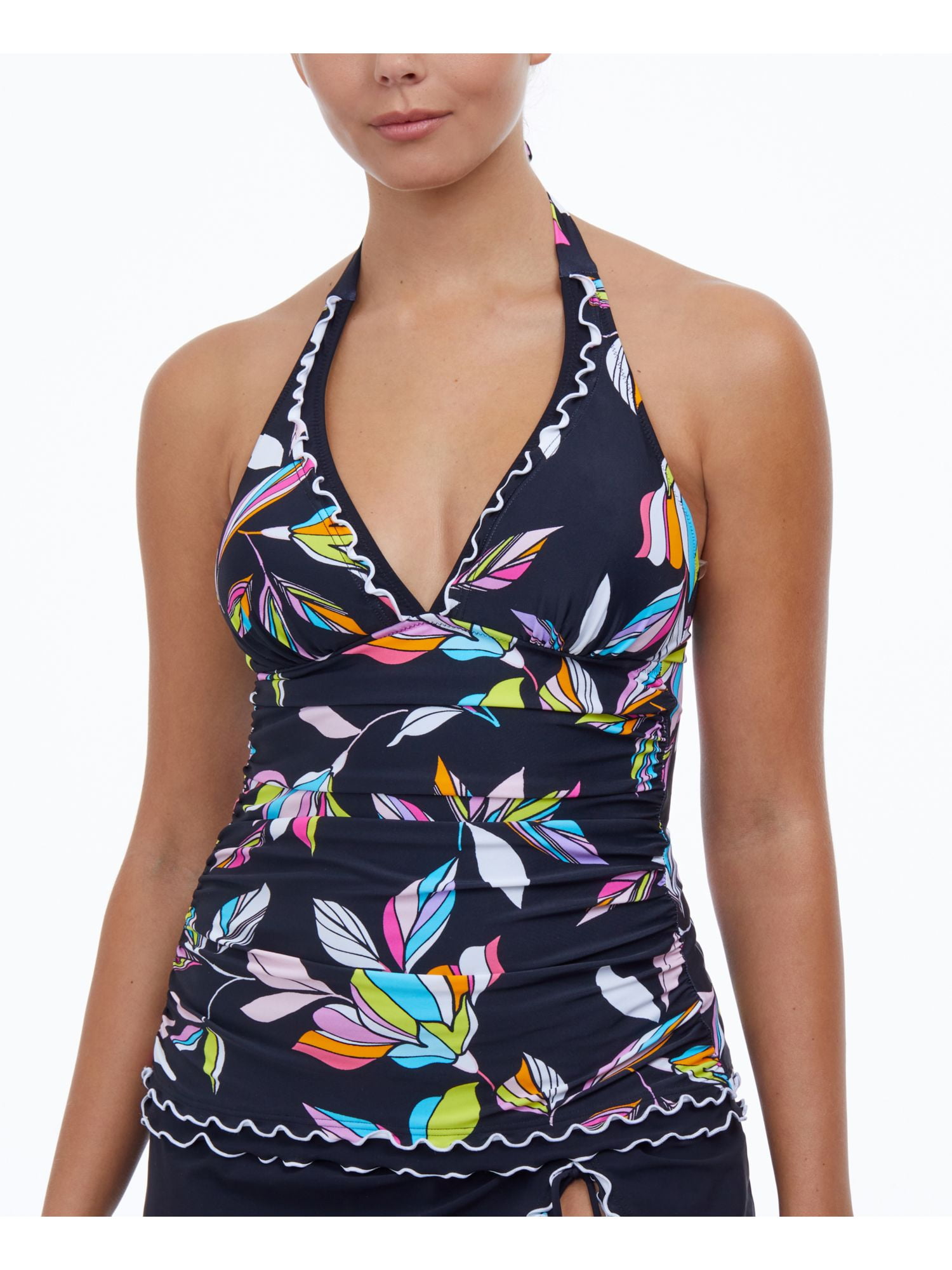 ruched halter tankini top