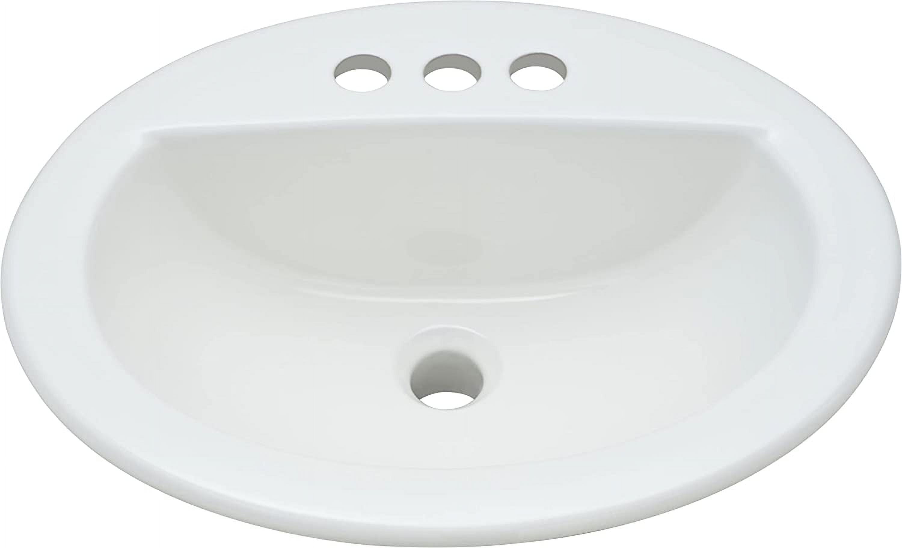 White Ceramic Oval Drop-In Bathroom Sink with Overflow