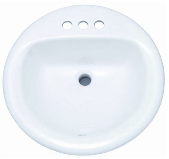 White 19'' Round Ceramic Bathroom Sink with Overflow