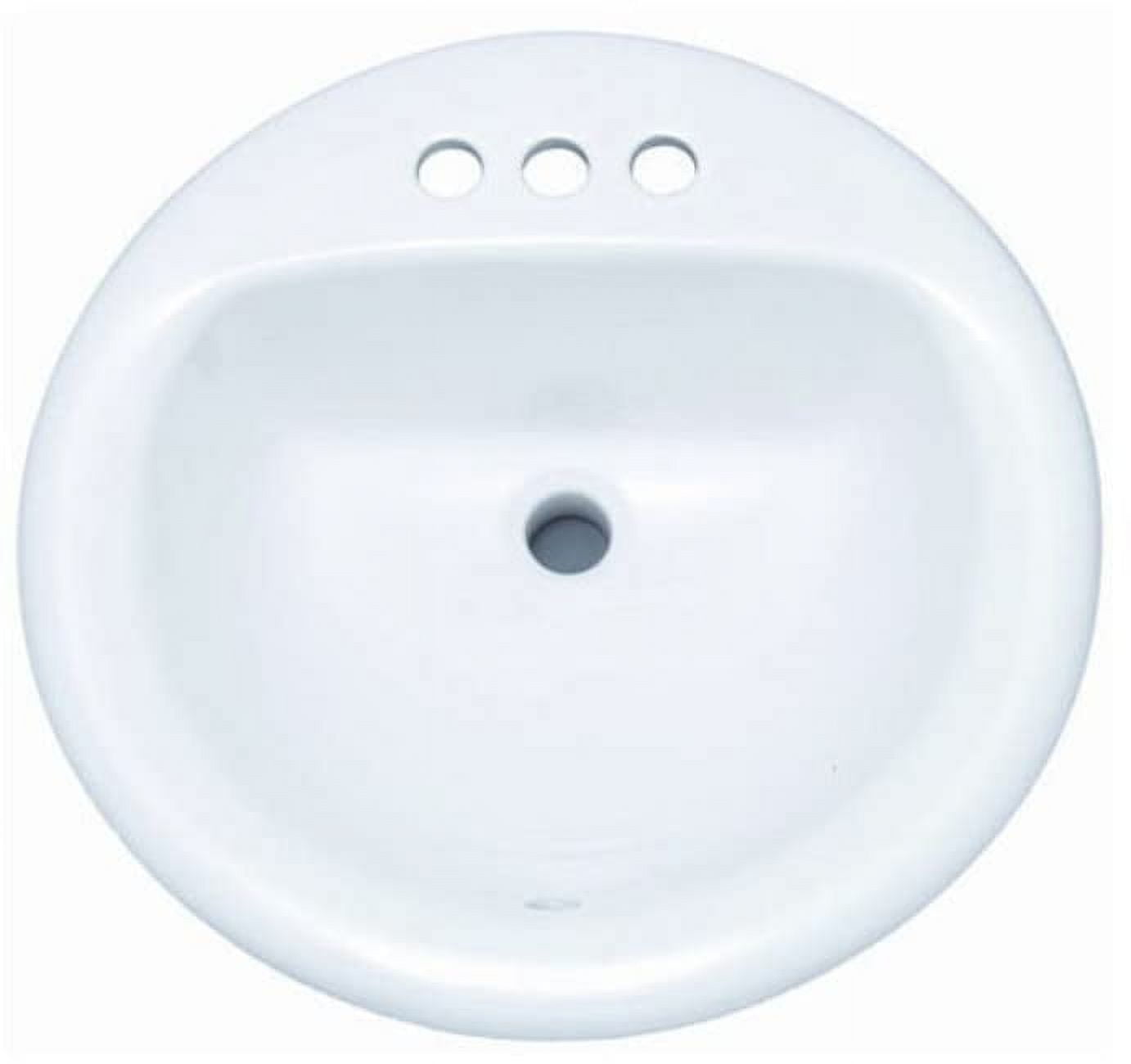 White 19'' Round Ceramic Bathroom Sink with Overflow
