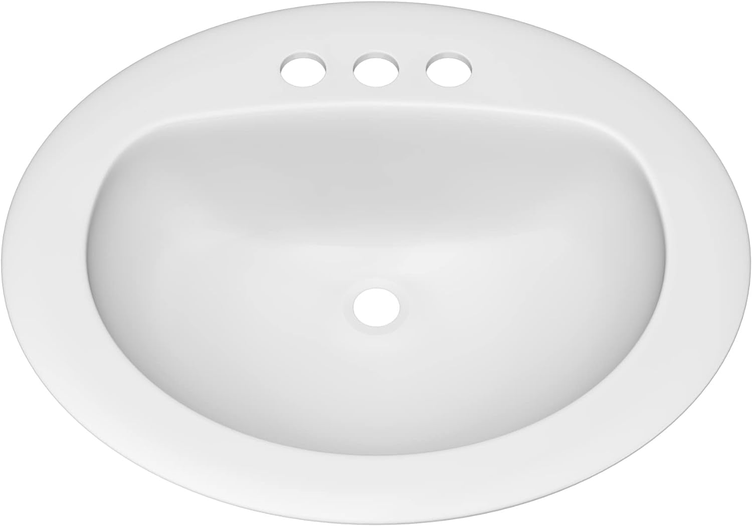 White Ceramic Oval Bathroom Sink with Overflow and Faucet Holes