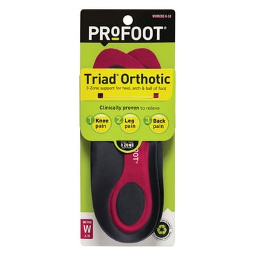 PROFOOT Triad Orthotic Insoles for Knee, Leg & Back Pain, Women's 6-10, 1 Pair