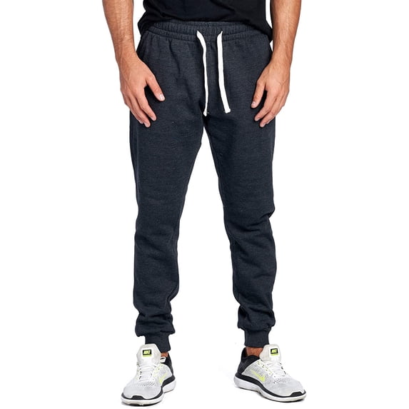 PROGO USA Men's Casual Jogger Sweatpants Basic Fleece Marled Jogger Pant Elastic Waist 3X-Large Charcoal