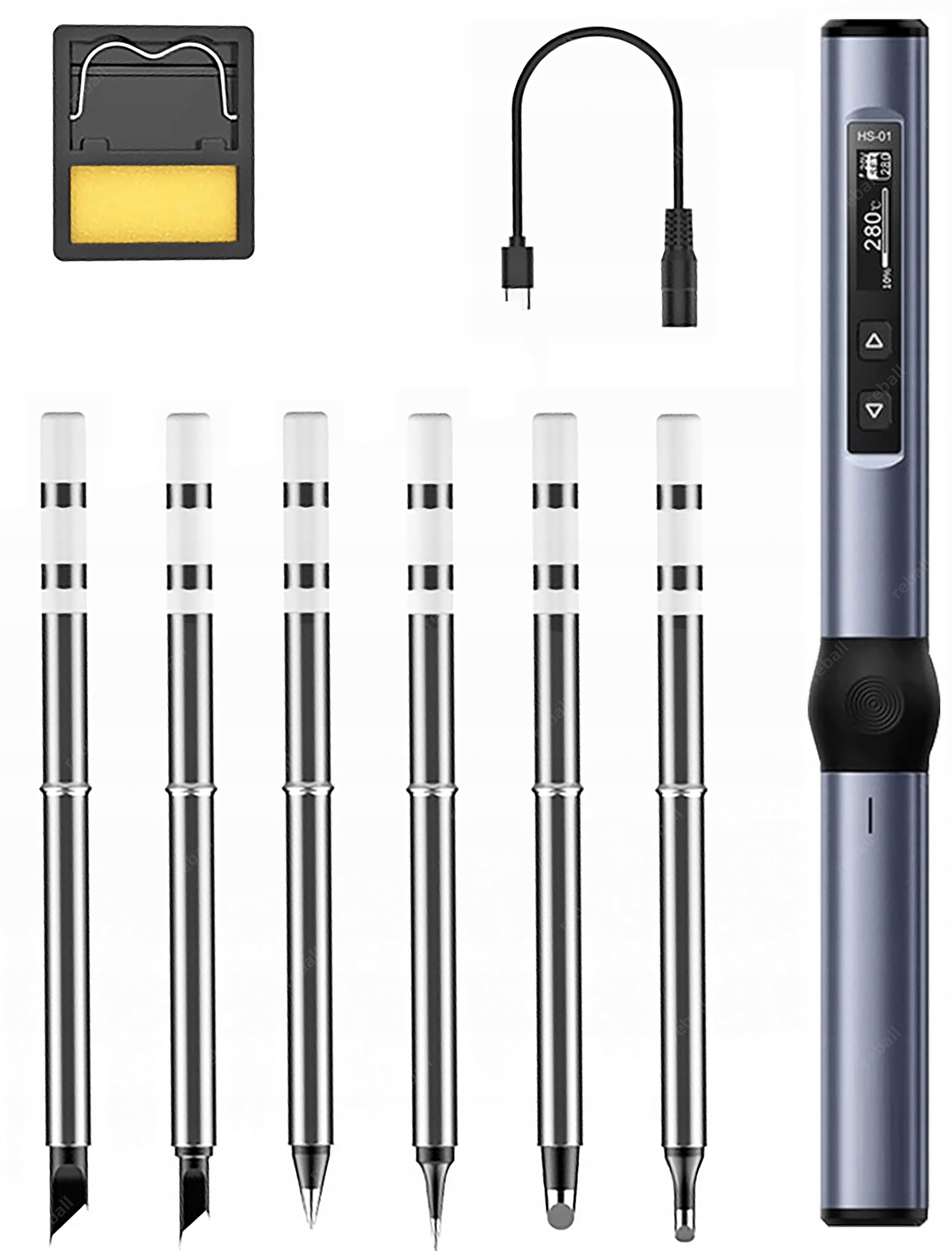 PROGRAMMABLE PRECISION SOLDERING IRON OLED USB-C FNRSI HS-01 BLUE + 6 TIPS