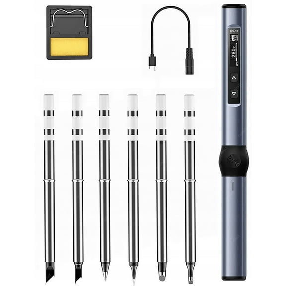 PROGRAMMABLE PRECISION SOLDERING IRON OLED USB-C FNRSI HS-01 BLUE + 6 TIPS
