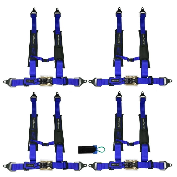 PROGUARD Blue 4 Point Universal UTV Off-Road Harness 2" Straps (4 Pack) with Bypass Clip