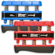 PROHANDS Gripmaster Hand Exerciser, Finger Exerciser Hand Grip Strengthener, Spring-Loaded, Finger-Piston System, Isolate and Exercise Each Finger, Set of 2 Blue, Red
