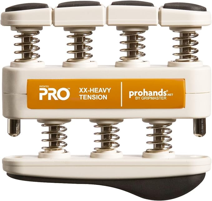 PROHANDS PRO Hand Exerciser, Finger Exerciser (Hand Grip Strengthener), Spring-Loaded, Finger-Piston System, Isolate and Exercise Each Finger, (13 lb XX-Heavy Tension, Orange-Pro)