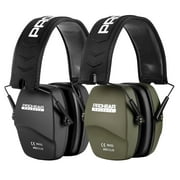 PROHEAR 016 2 Pack Hearing Protection Safety Muffs for Shooting, NRR 26dB Slim Ear Protector for Gun Range, Hunting Black+Green