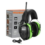 PROHEAR 027 AM FM Radio Headphones with Digital Display, 25dB NRR, Safety Ear Protection Earmuffs for Mowing, Snowblowing, Construction, Work Shops - Green