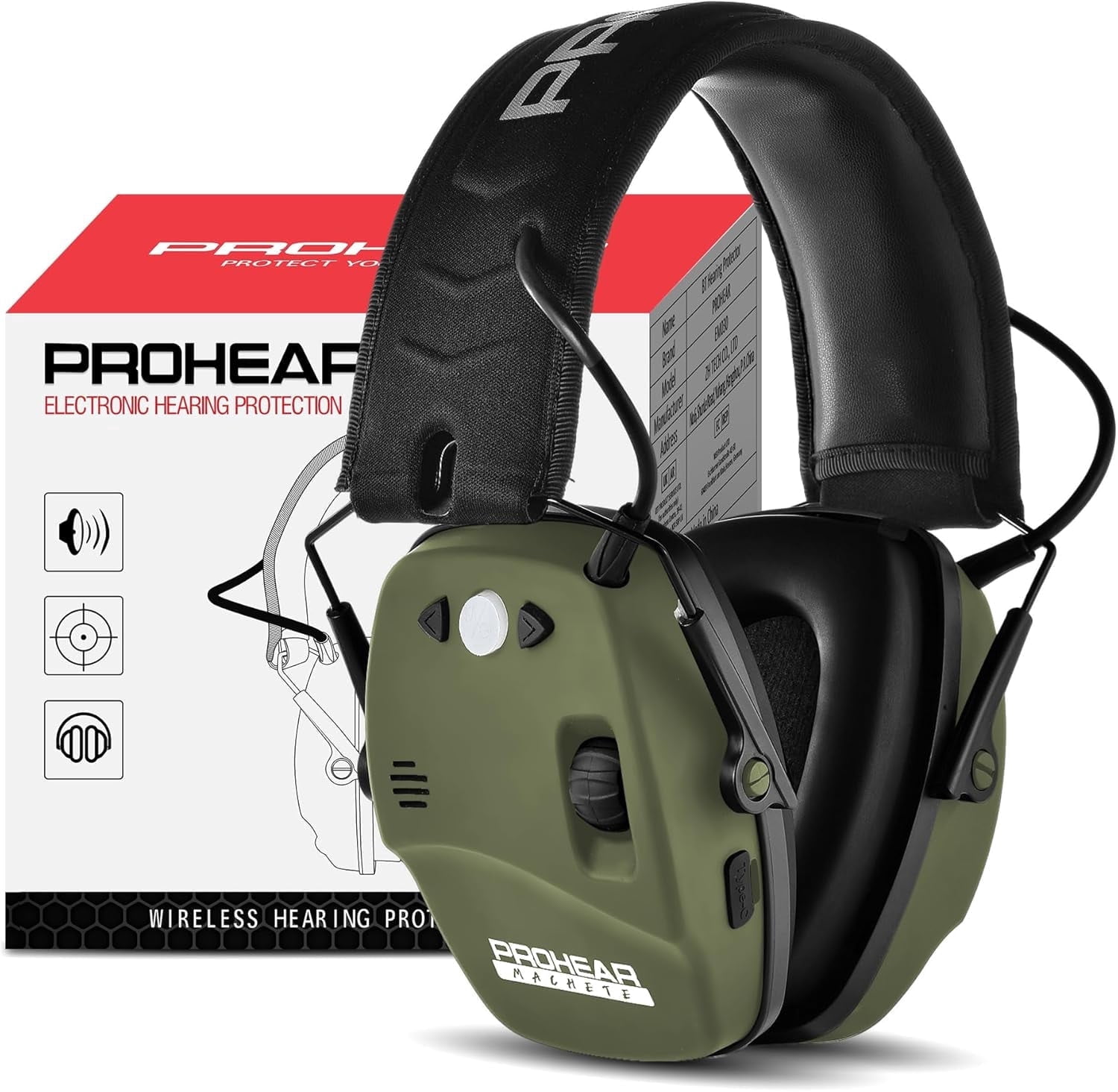PROHEAR 030 Bluetooth 5.4 Electronic Shooting Earmuffs – 22dB NRR, Sound Amplification, For Range & Hunting (Black)