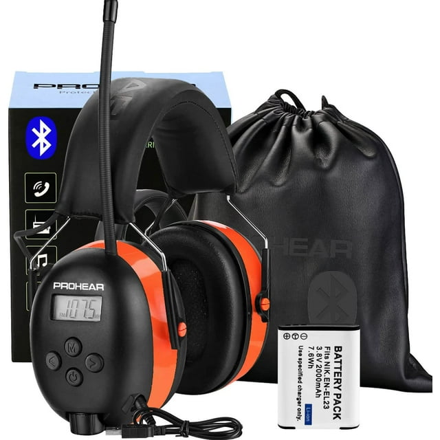 PROHEAR 033 Smart Bluetooth 5.3 AM/FM Earmuffs, Premium Sound, 25dB NRR