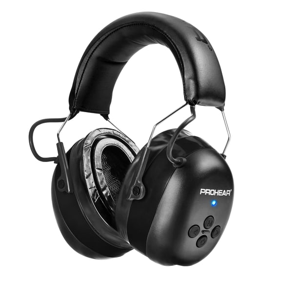 PROHEAR 037 Gel Ear Pads Bluetooth 6.0 Hearing Protection Headphones,1500mAh Rechargeable Battery for 120H Playtime Perfect for Mowing Workshops Snowblowing - Black