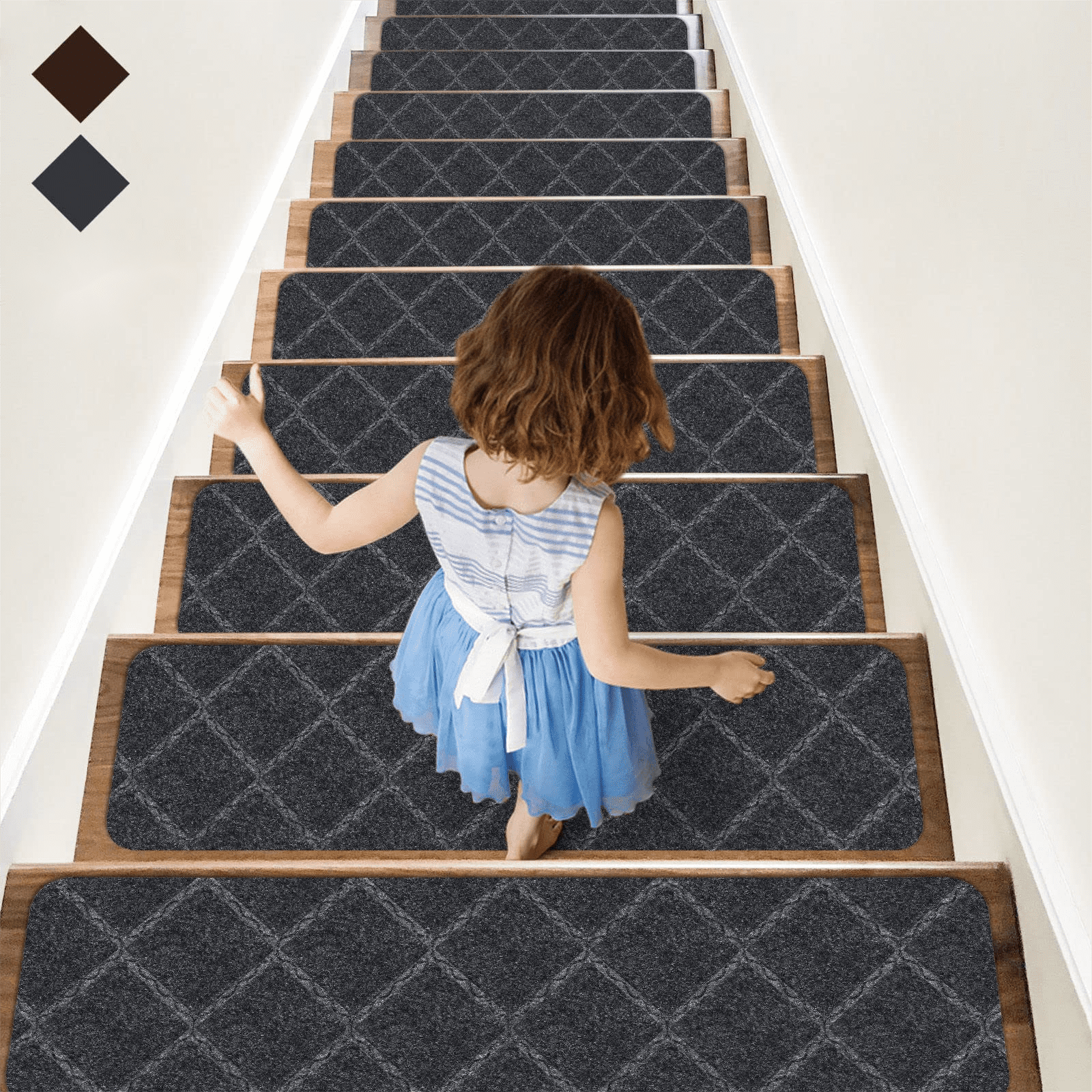 PROHIKER 15PCS Stair Treads for Wooden Steps, NonSlip Carpet Stair