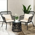 thumbnail image 1 of PROHIKER 3-Piece Patio Furniture Set, Rattan Outdoor Seating Furniture with Wicker Chair, Glass Tabletop and Waterproof Cushions for Backyard, Garden, Bistro, Front Prch, Black/Beige, 1 of 8