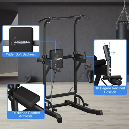PROHIKER Folding Pull Up Station Power Tower for Home Gym, Height Adjustable Pull Up Bar Dip Station, Multifunctional Full Body Strength Training Fitness Equipment, Triangle Structure