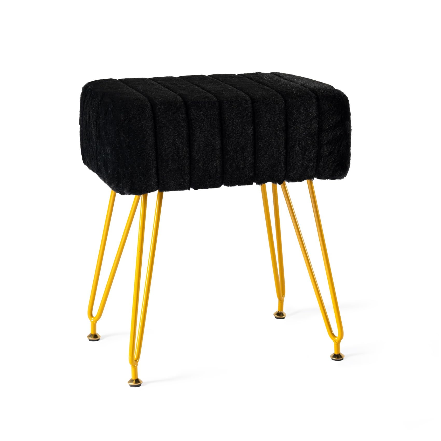 PROHIKER Modern Makeup Vanity Stool, Faux Fur Vanity Chair Ottoman Soft