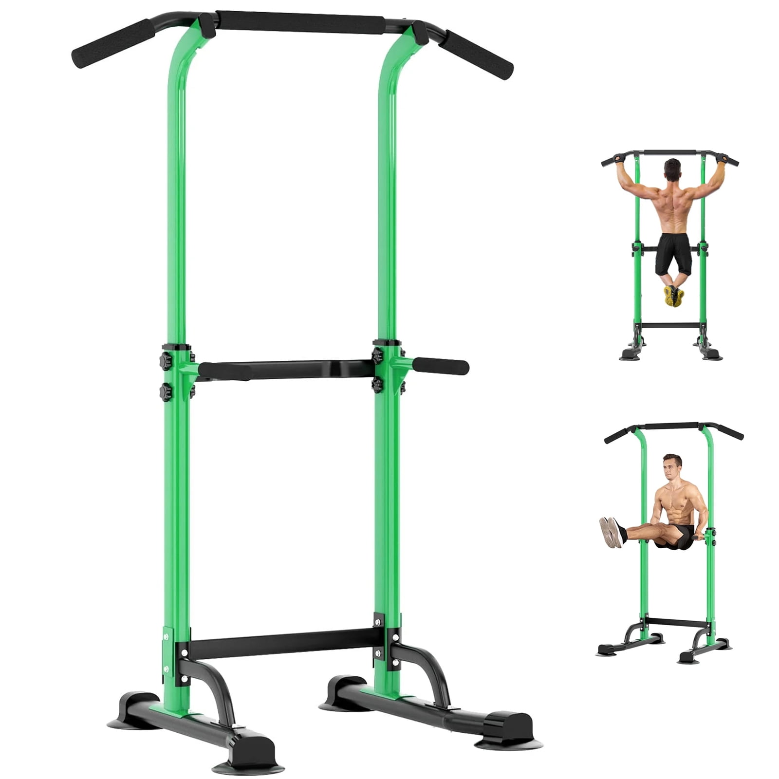 PROHIKER Power Tower Dip Station, Pull Up Bar Stand Power Rack with Backrest, Height Adjustable Strength Training Equipment for Fitness Home Workout, Green
