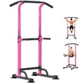 thumbnail image 1 of PROHIKER Power Tower Dip Station, Pull Up Bar Stand Power Rack with Backrest, Height Adjustable Strength Training Equipment for Fitness Home Workout, Pink, 1 of 8