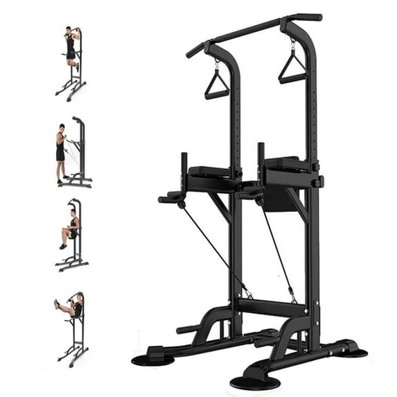 PROHIKER Power Tower Dip Station, Pull Up Bar Stand Power Rack with Backrest and Resistance Band